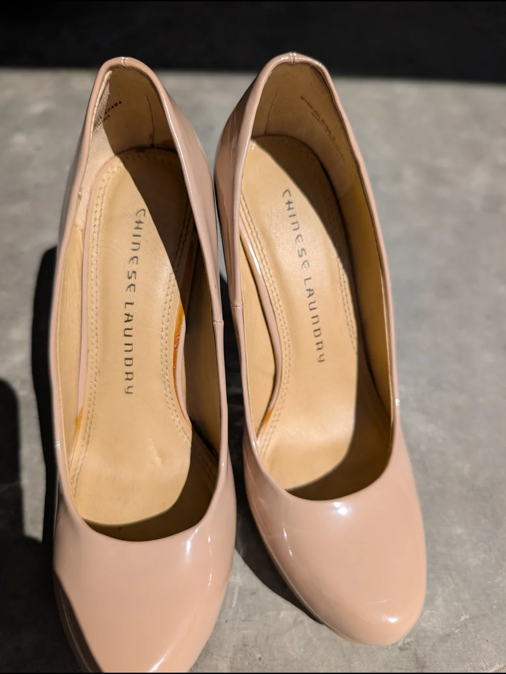 Chinese Laundry Nude Patent Round-Toe High Heels